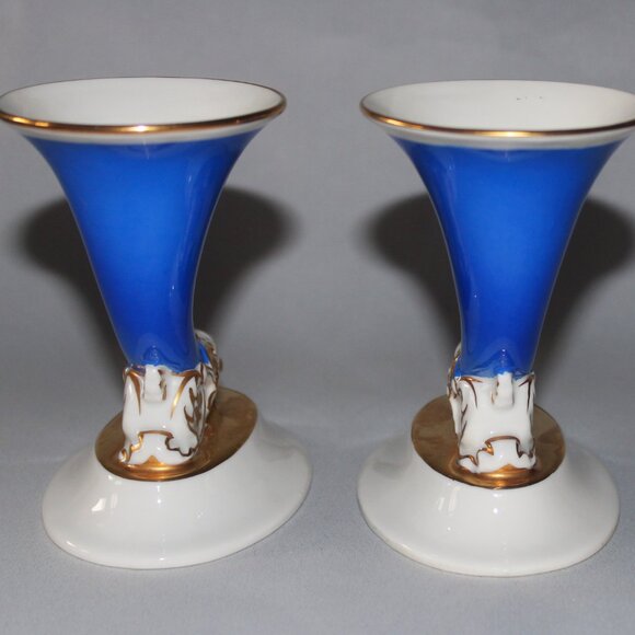 Porcelain Cornucopia Horn of Plenty | Czechoslovakia Porcelain Vases - Picture 3 of 9